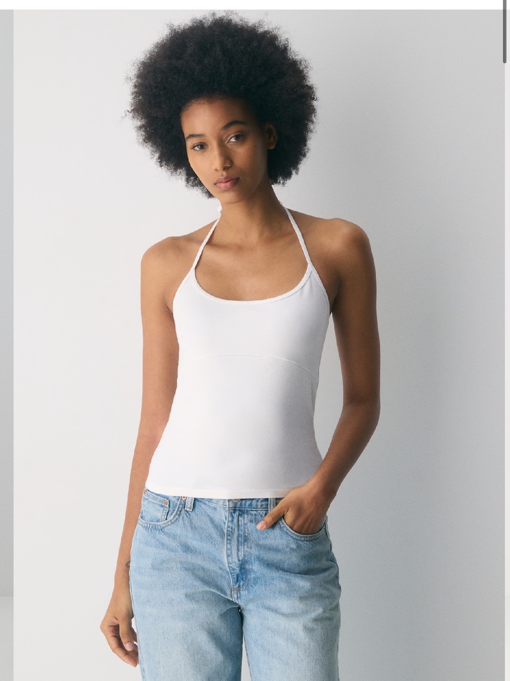 Aritzia White Halter Camisole Tank